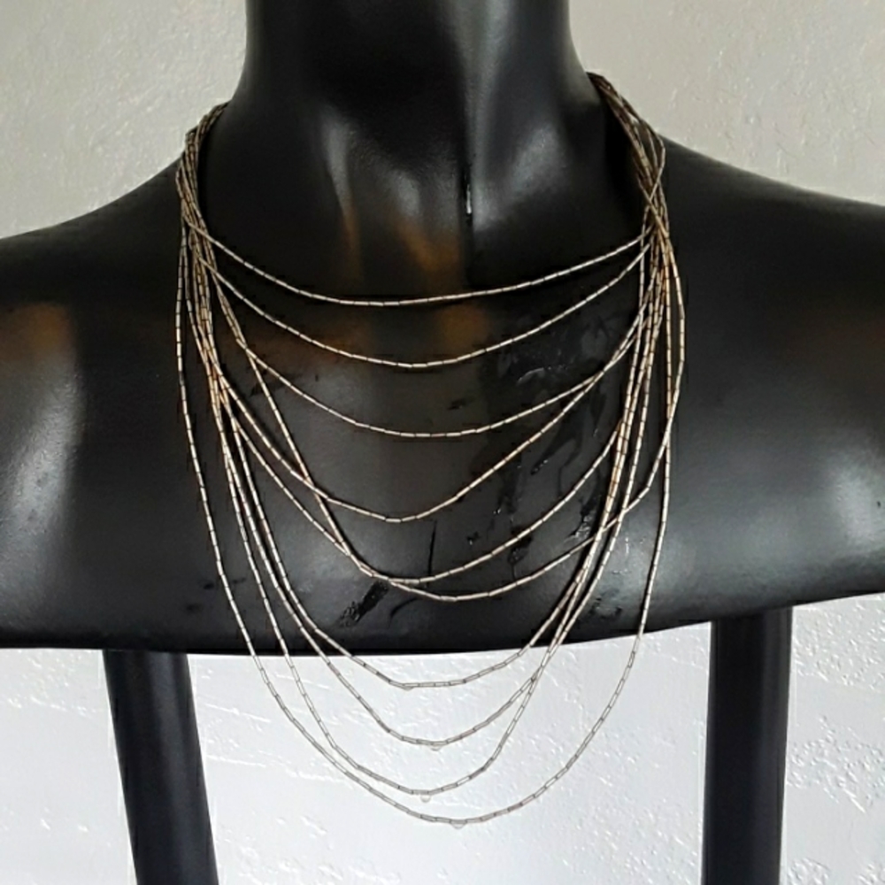 10 strand liquid silver necklace with Sterling class 10 in Long